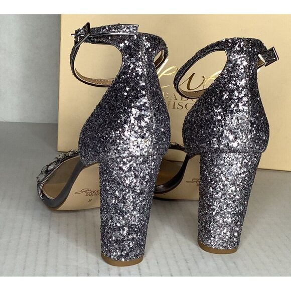 Jewel Badgley Mischka Cleo Women's 8M smoke glitter heels - New - Picture 4 of 8